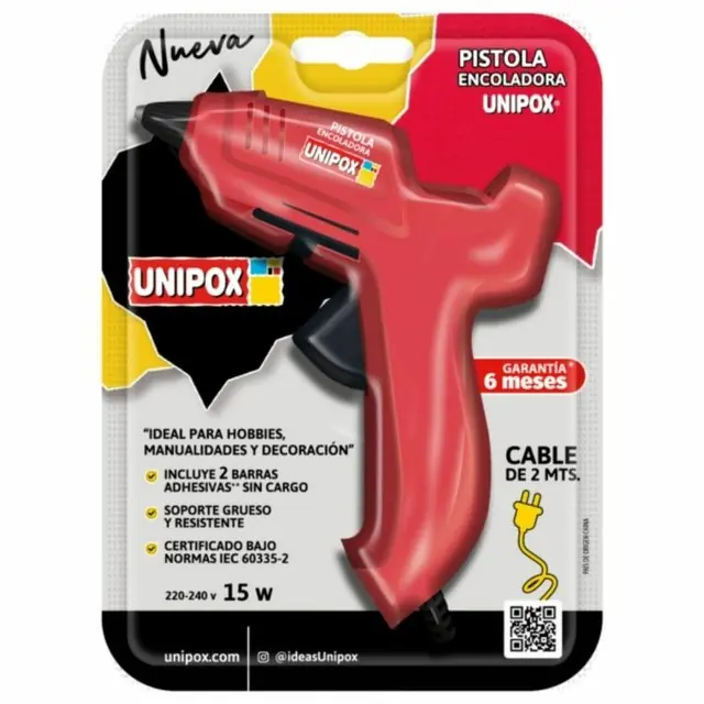 Pistola Encoladora " UNIPOX " Chica 15 W Con Pico Aislado + 2 BARRAS GRATIS! ! - EXCELENTE CALIDAD - CON 2 METROS DE KBLE (6 MESES DE GARANTIA)