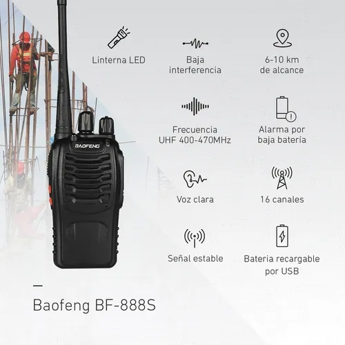 HANDY - BAOFENG - WALKIE TALKIE 16 CANALES RECARGABLE