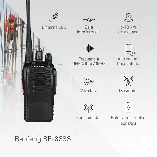 HANDY - BAOFENG - WALKIE TALKIE 16 CANALES RECARGABLE