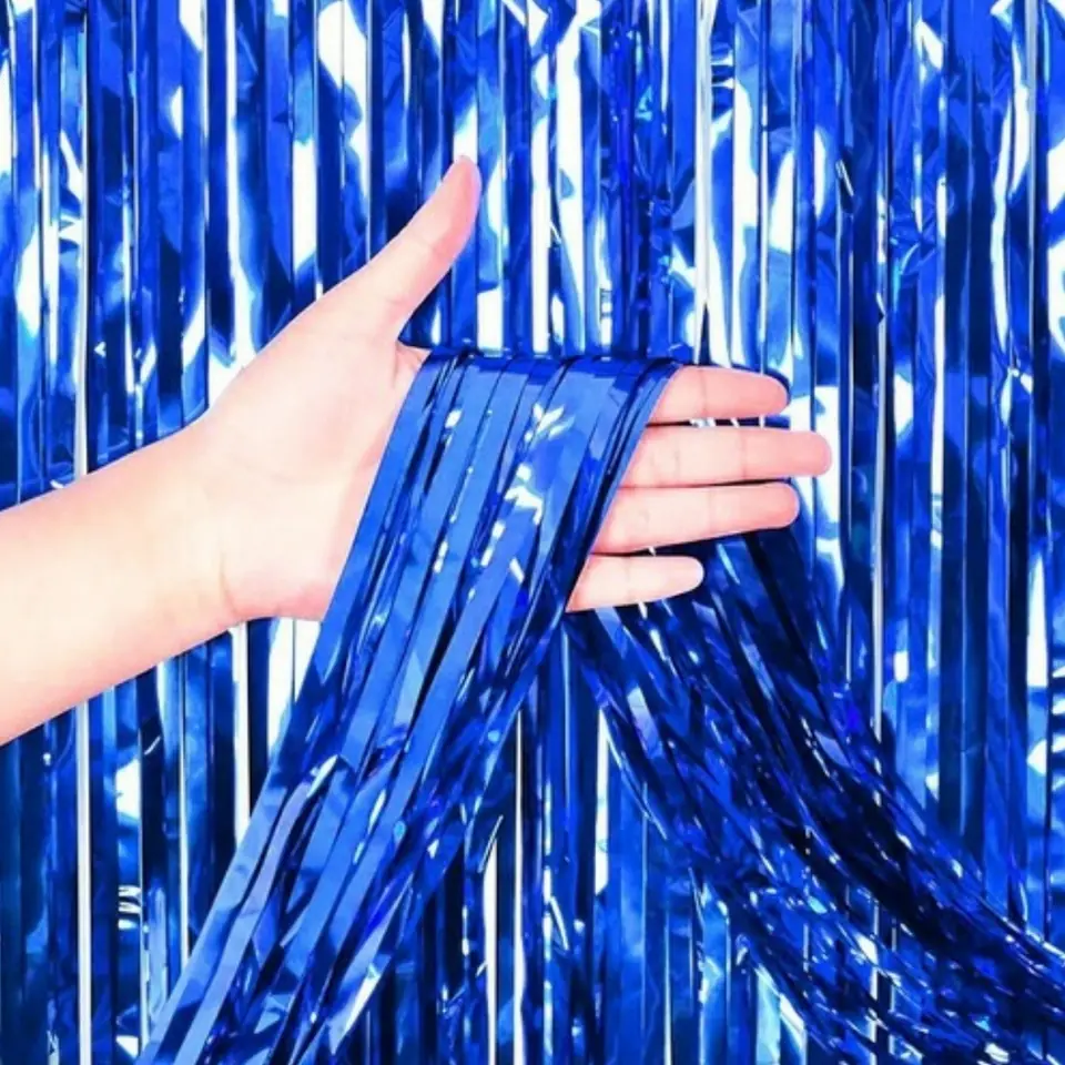 CORTINA LLUVIA * AZUL * METALIZADA FOIL FRINGE CURTAIN