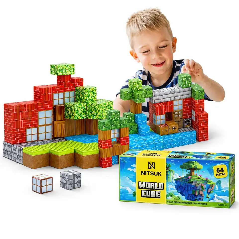 BLOQUES MAGNETICOS - MINECRAFT 64 PIEZAS - CONSTRUCCION WORLD CUBE