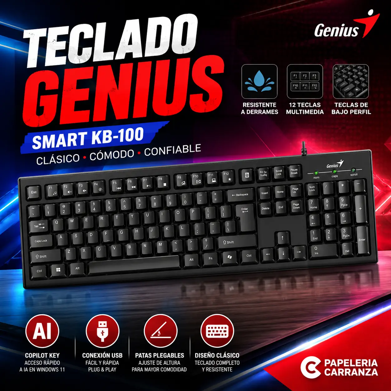 Teclado *GENIUS Tradicional KM-100 * Negro USB