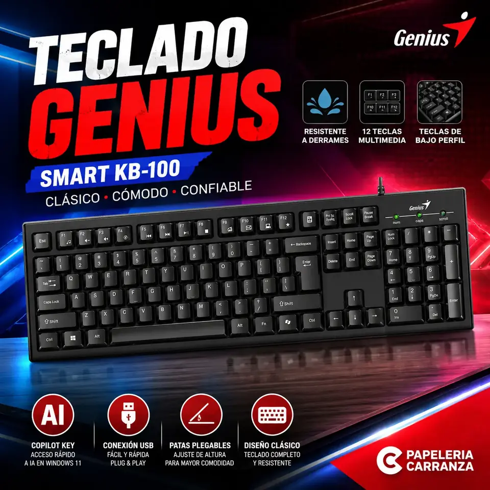 Teclado *GENIUS Tradicional KM-100 * Negro USB