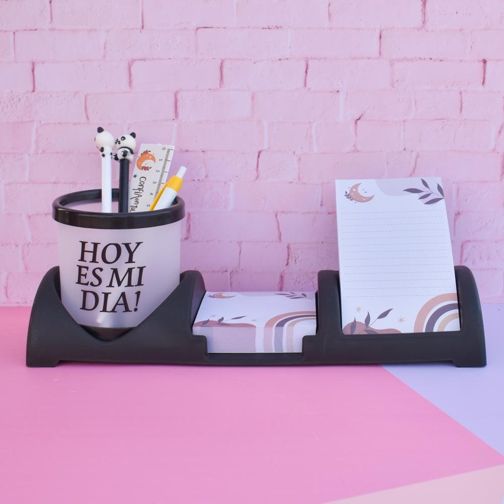 Set Organizadores de Escritorio " Hoy es mi dia! " Negro (Porta lapiz No Incluido) Cod 5850