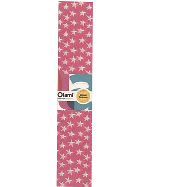 PAPEL CREPE FANTASIA - ESTRELLAS ROJO -