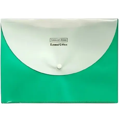 Sobre Plástico cierre c/ Botón " VERDE DOBLE " tamaño A3 (Extra grande)  LAMA