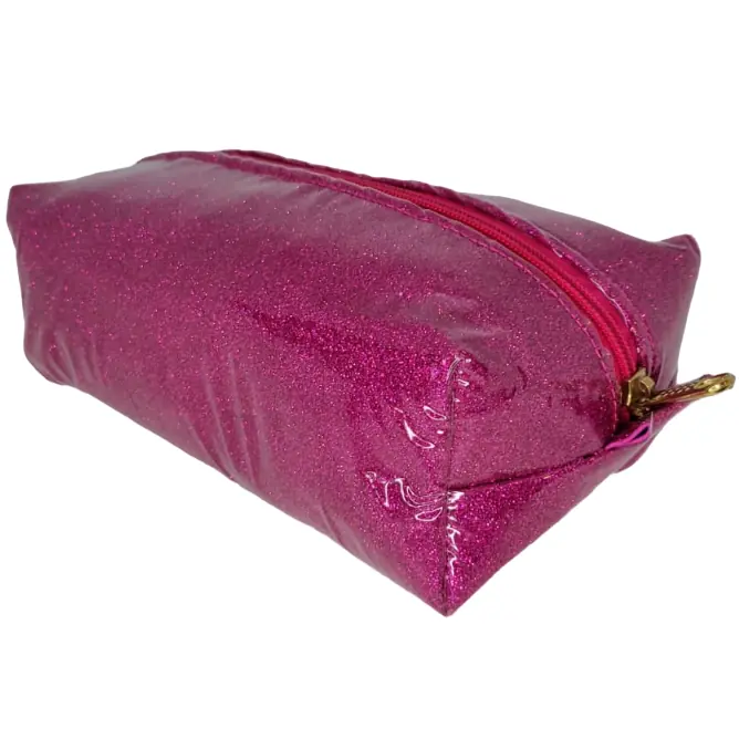 CARTUCHERA GIGANTE "FUCSIA C/ BRILLO" DOBLE FORRO (REFORZADA)