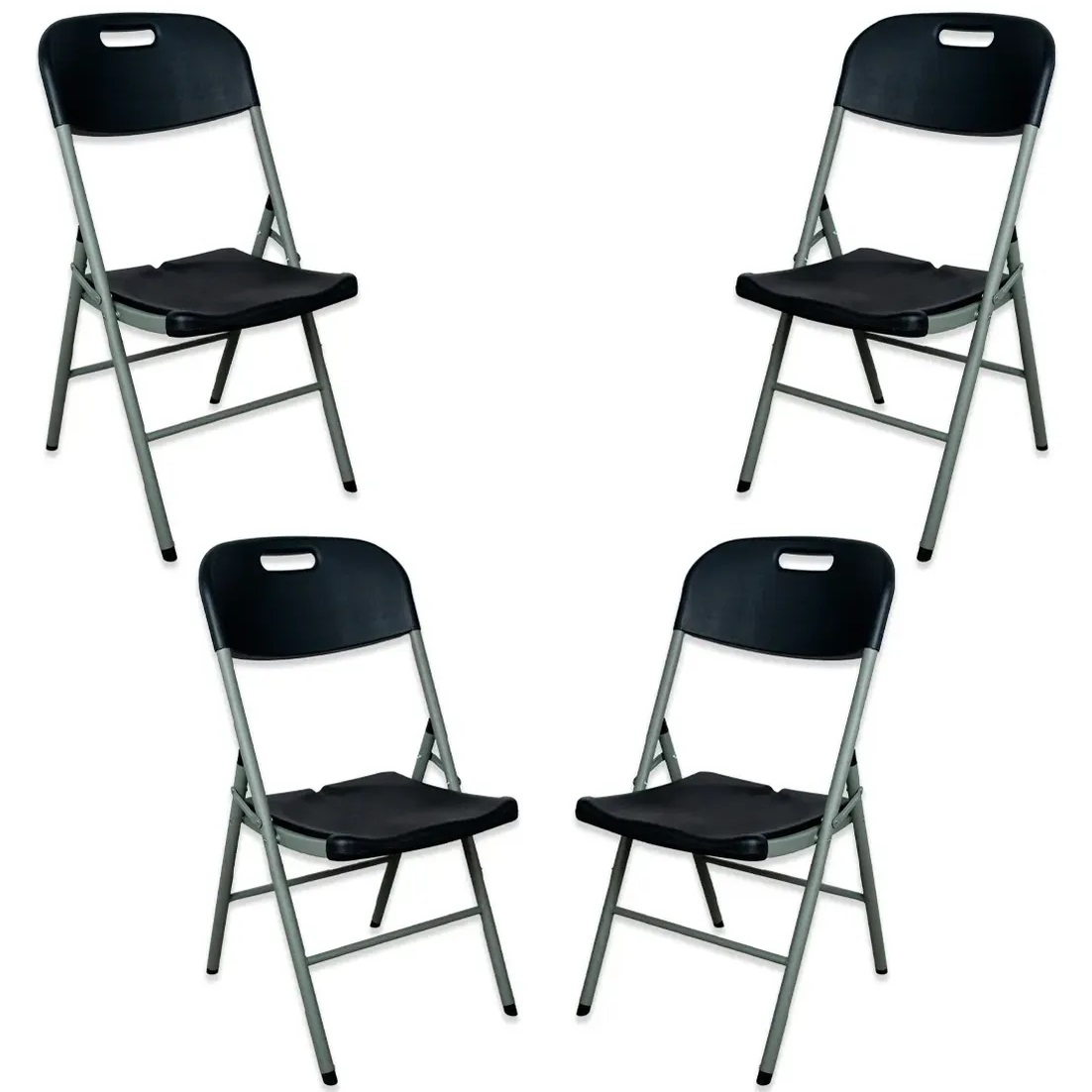 Set de Sillas Plegables x 4 unidades Resistentes NOGA Portatiles Negra Eventos Exterior
