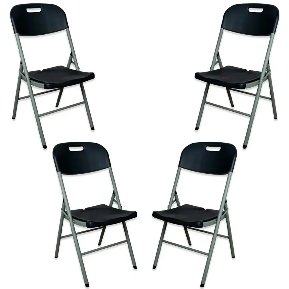 Set de Sillas Plegables x 4 unidades Resistentes NOGA Portatiles Negra Eventos Exterior