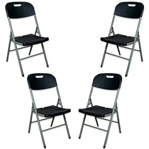 Set de Sillas Plegables x 4 unidades Resistentes NOGA Portatiles Negra Eventos Exterior