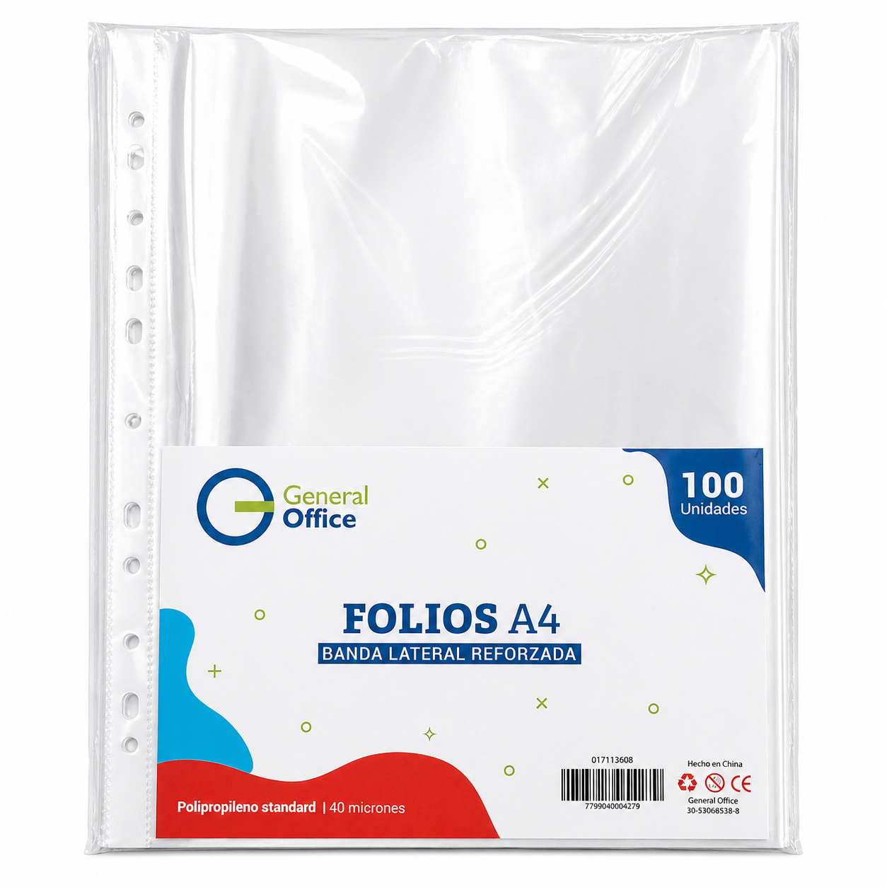 FOLIO A4 Reforzado BOLSA X 100 unidades CRISTAL (40 Micrones)