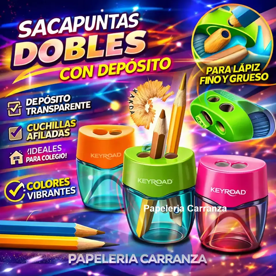 Sacapunta KEYROAD Con Deposito " MELLOW " DOBLE (DOS ORIFICIOS)