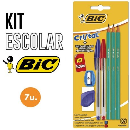 Kit Escolar Básico * Bic * Lapiceras x 2 + Lapiz x 3 + Borrador Dibujo + Sacapunta