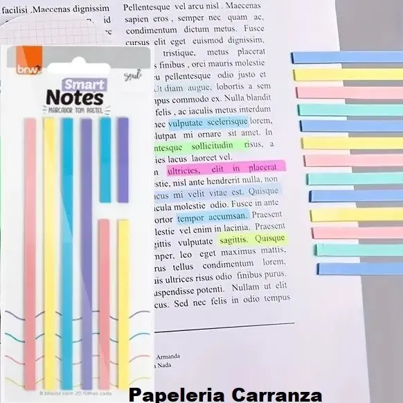 NOTAS BRW ** RESALTA PASTEL **  AUTOADHESIVAS (TRANSPARENTES - RESALTADOR)