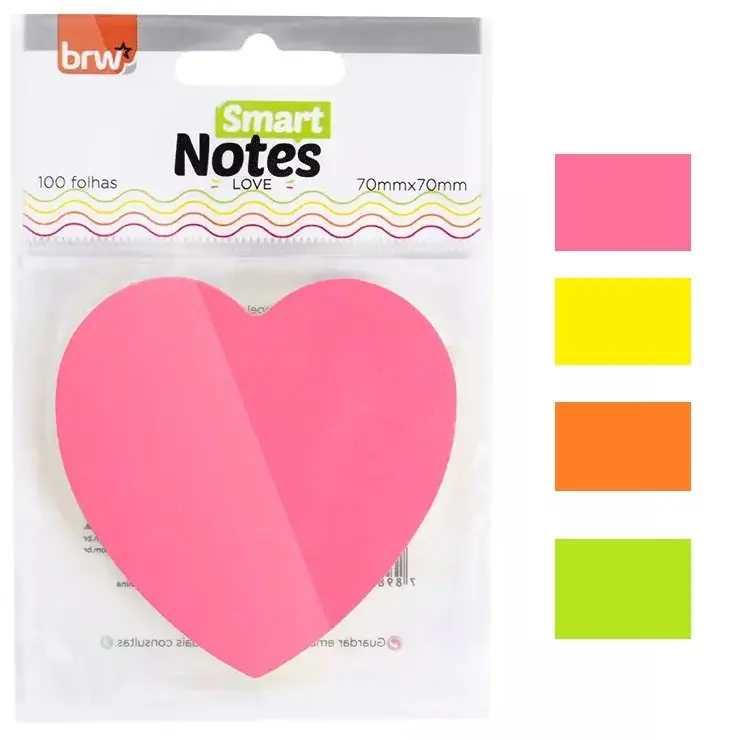 Notas Adhesivas Brw * Corazón Flúo x 4 Colores *