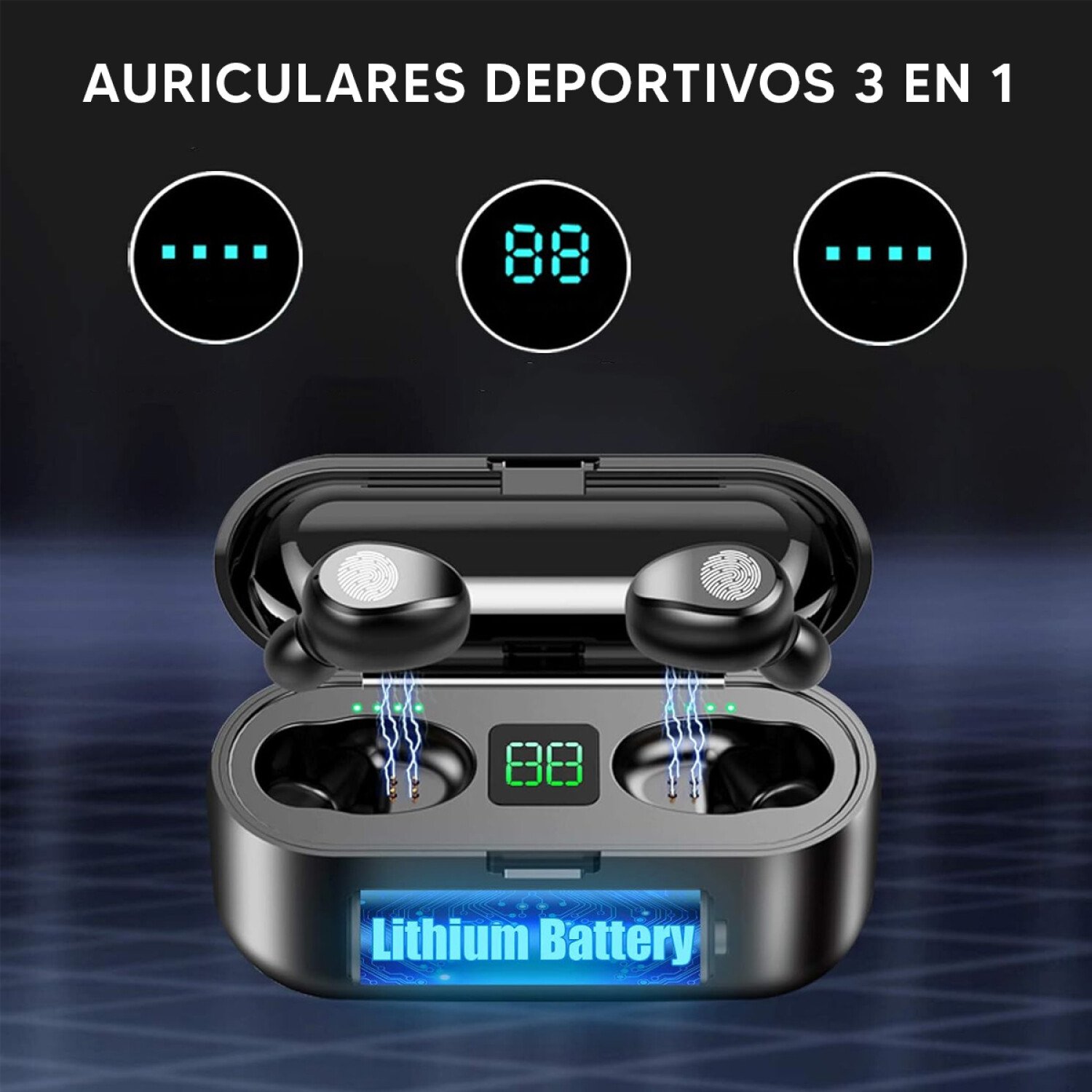 Auriculares TWS "F9 Touch" Inalambricos Bluetooth Premium (Negro)