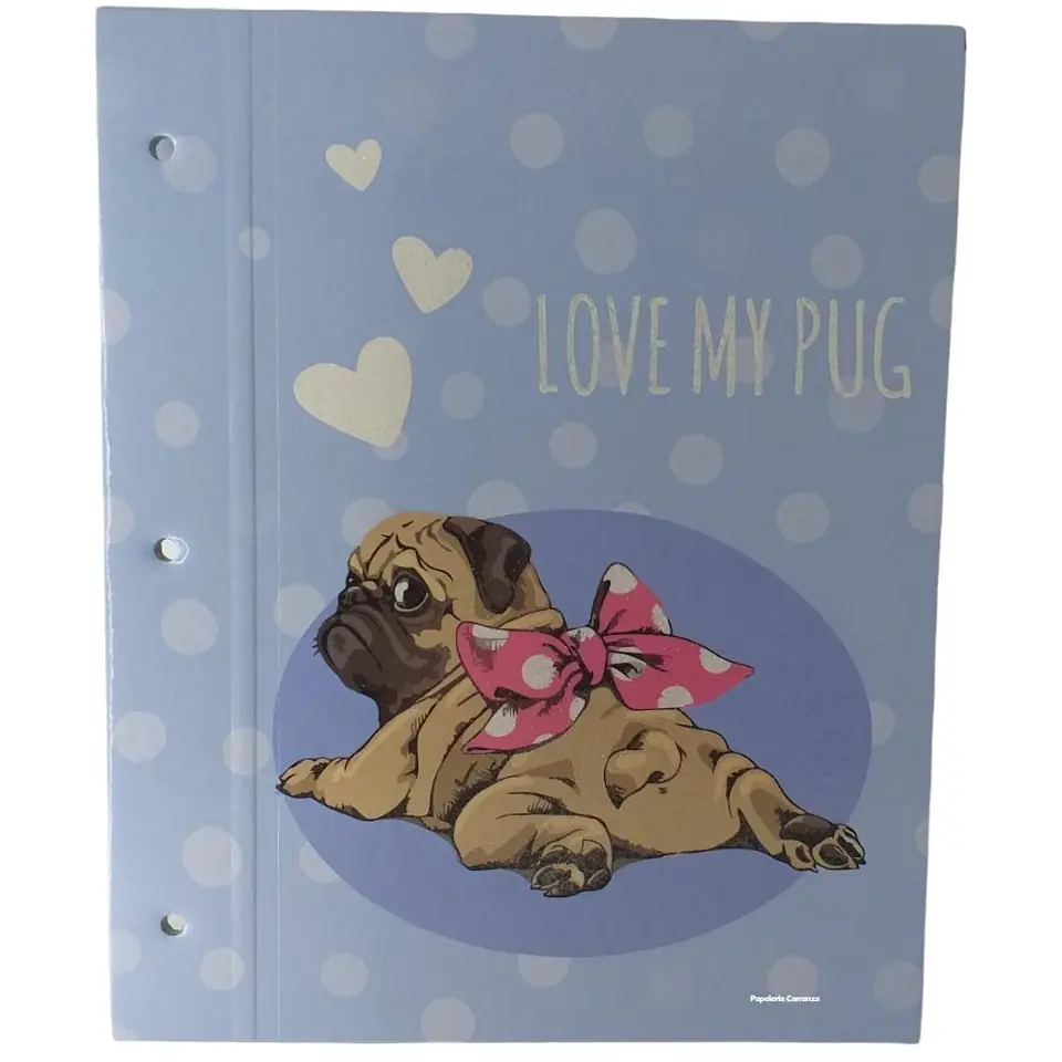 Tapa de Carpeta Escolar N3 " LOVE MY PUG"