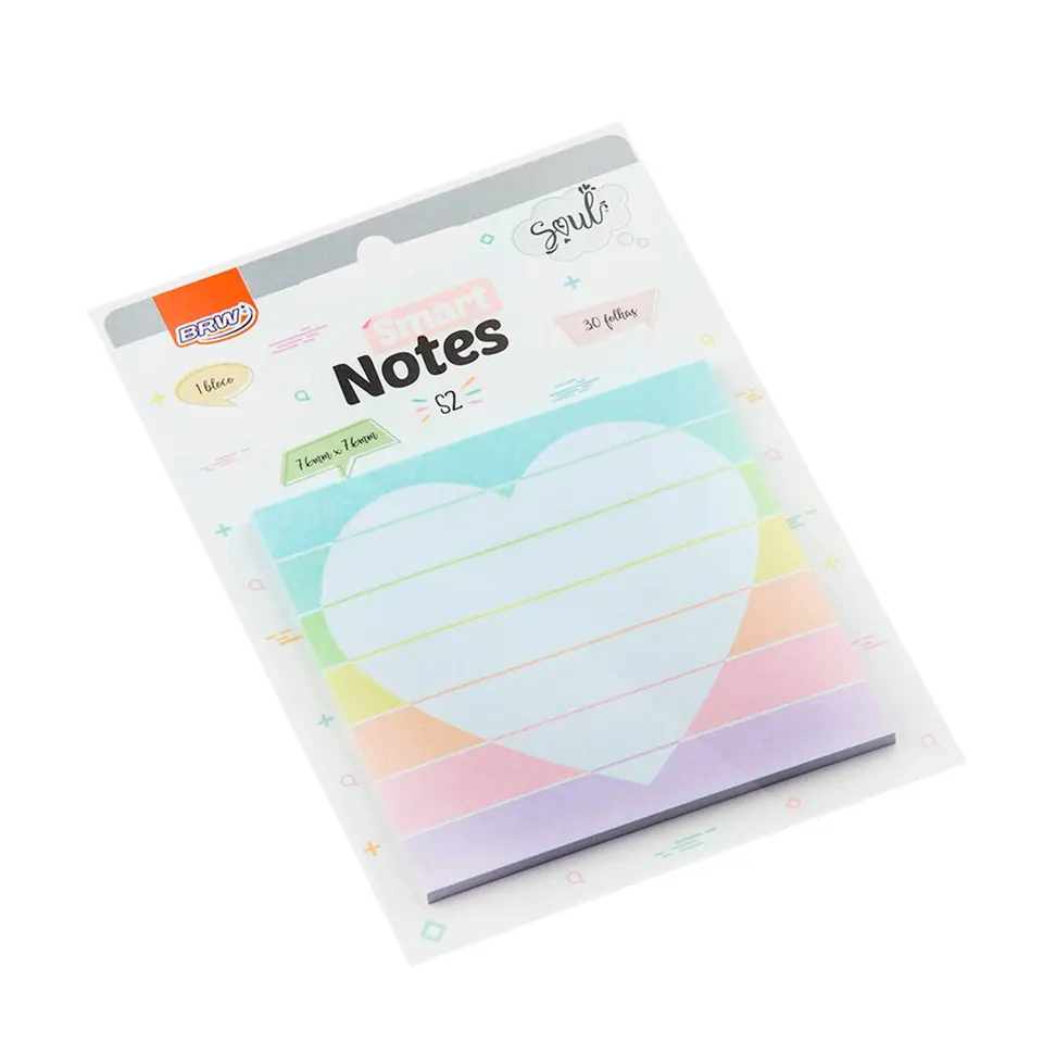 Notas Adhesivas BRW " CORAZON RAINBOW RAYADO " 75 x 75