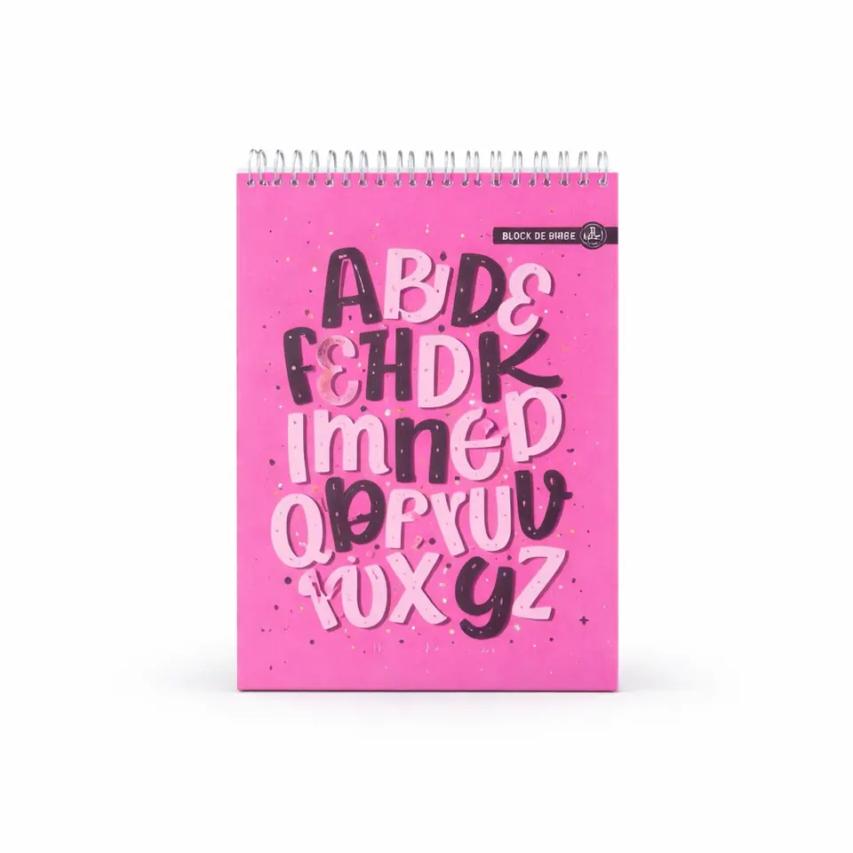 BLOCK DE DIBUJO C/ ESPIRAL A5 ” LETRAS ” 120 GR RY DESIGN (Chico)