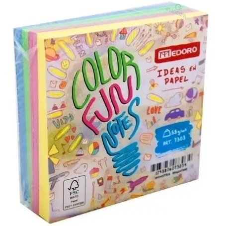 TACO de Papel Medoro "Colores Pasteles" 76 x 76 300 unidades ** SIN ADHESIVO **