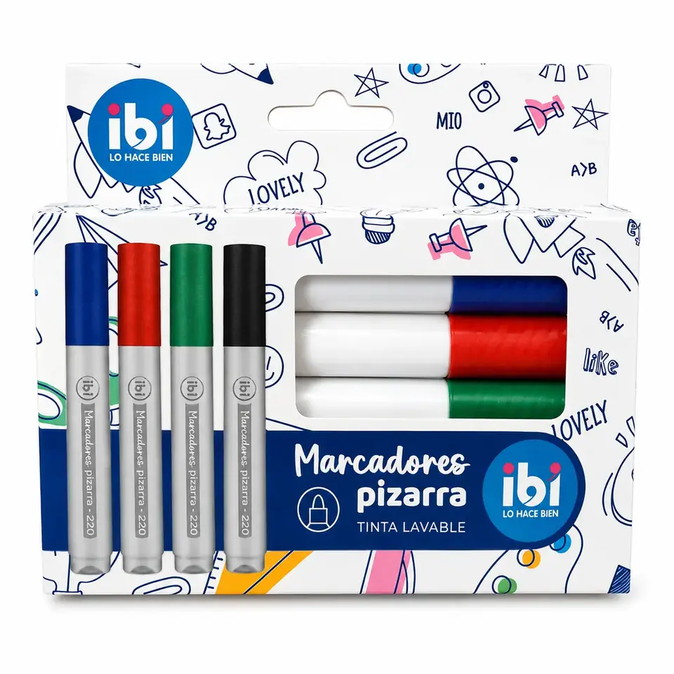 Marcador para Pizarra x 4 colores ** CLASICOS **  IBI CRAFT Descartables