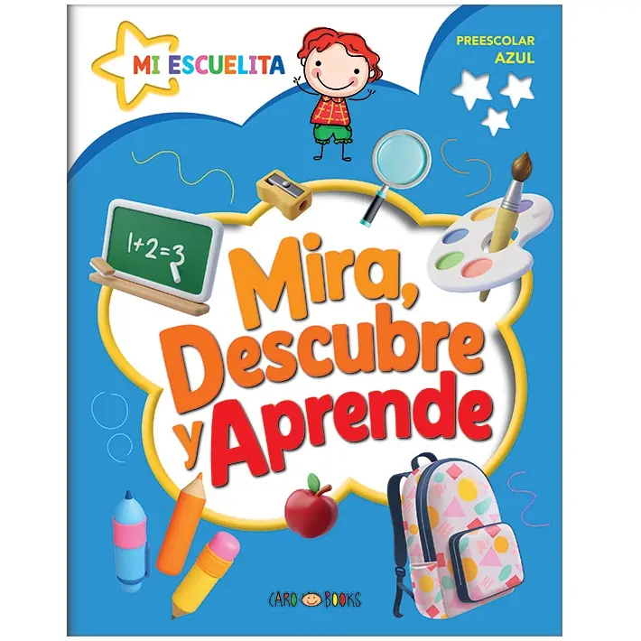 Librito Artemisa Preescolar " MIRA, DESCUBRE Y APRENDE -AZUL- " Educativo 28x22
