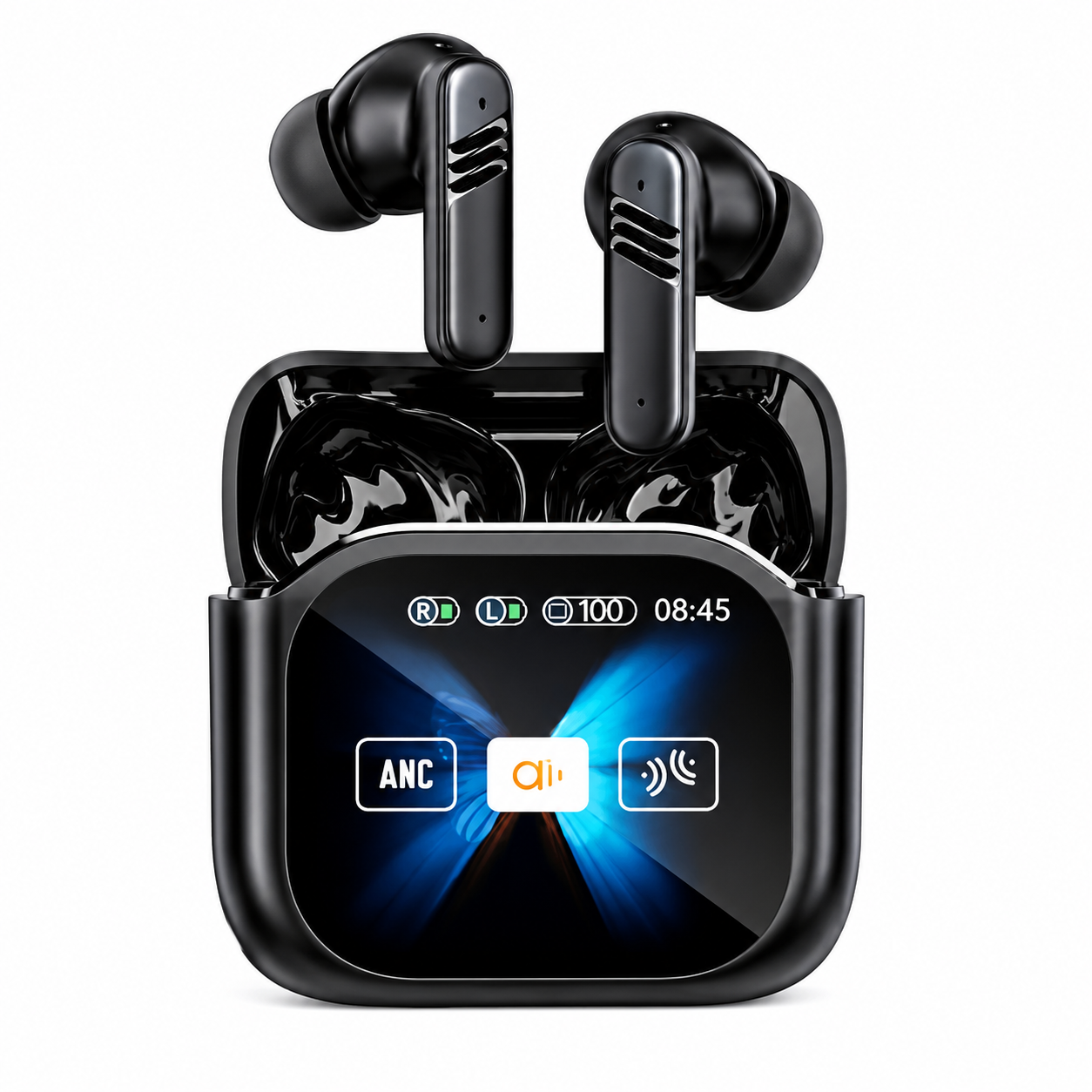 Auriculares * XAEA NOX NEGRO CON PANTALLA* ANC Y ENC PREMIUM Inalámbricos Bluetooth (Con Cancelación de ruido Optimizada)