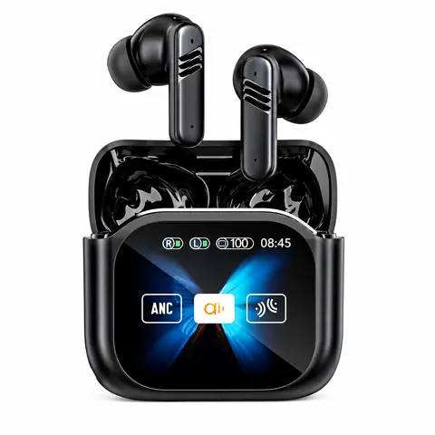 Auriculares * XAEA NOX NEGRO CON PANTALLA* ANC Y ENC PREMIUM Inalámbricos Bluetooth (Con Cancelación de ruido Optimizada)