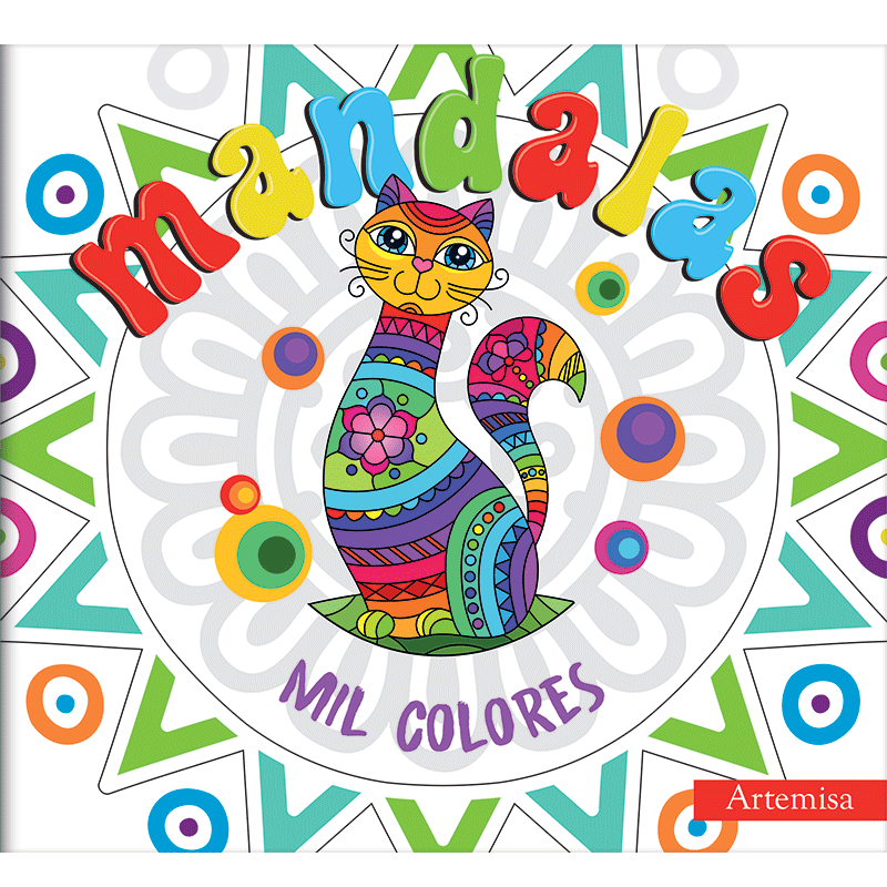 LIBROS PARA COLOREAR MANDALAS " GATO " COLECCION MIL COLORES 24 PAGINAS 20X20