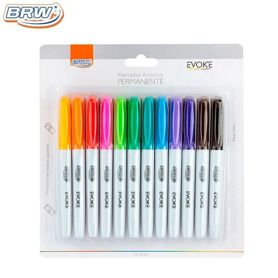 MARCADORES INDELEBLE BRW **BLISTER x 12** - PUNTA FINA -