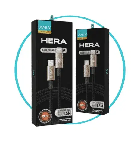 Cable XAEA HERA Tipo " C " a " Ligthning" Carga Ultra Rapida Reforzado (1.5 Mts)