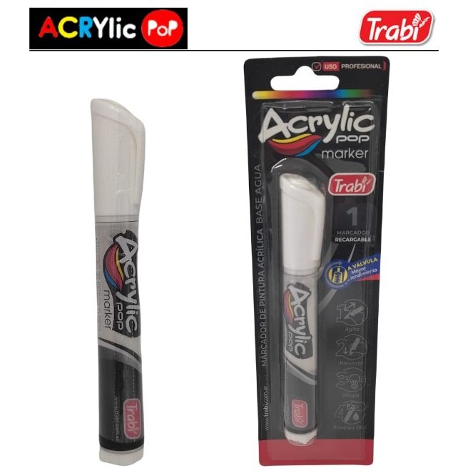 MARCADOR DE ACRILICO TRABI " BLANCO " ACRYLIC POP PUNTAS INTERCAMBIABLES