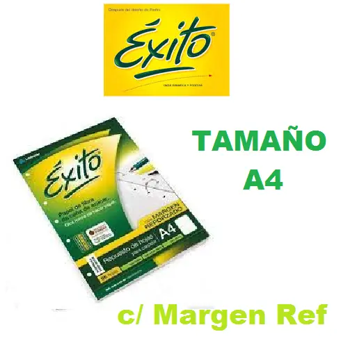 Repuesto Exito A4 x 96 Hojas de 100 gr c/ Margen Reforzado
