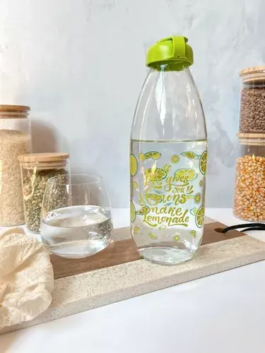 BOTELLAS DE VIDRIO 1 LITRO * VERDE MZA * C/ TAPA PLASTICA