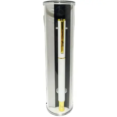 Lapicera Metálica * BLANCA c/ Estuche de Regalo * PREMIUM c/ detalles en Dorado BRW