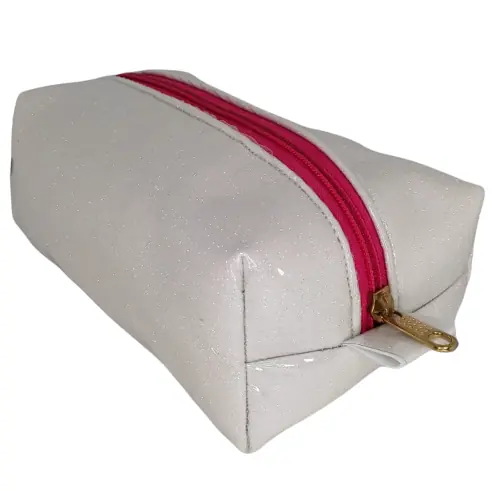 CARTUCHERA GIGANTE "BLANCO C/ BRILLO" DOBLE FORRO (REFORZADA)