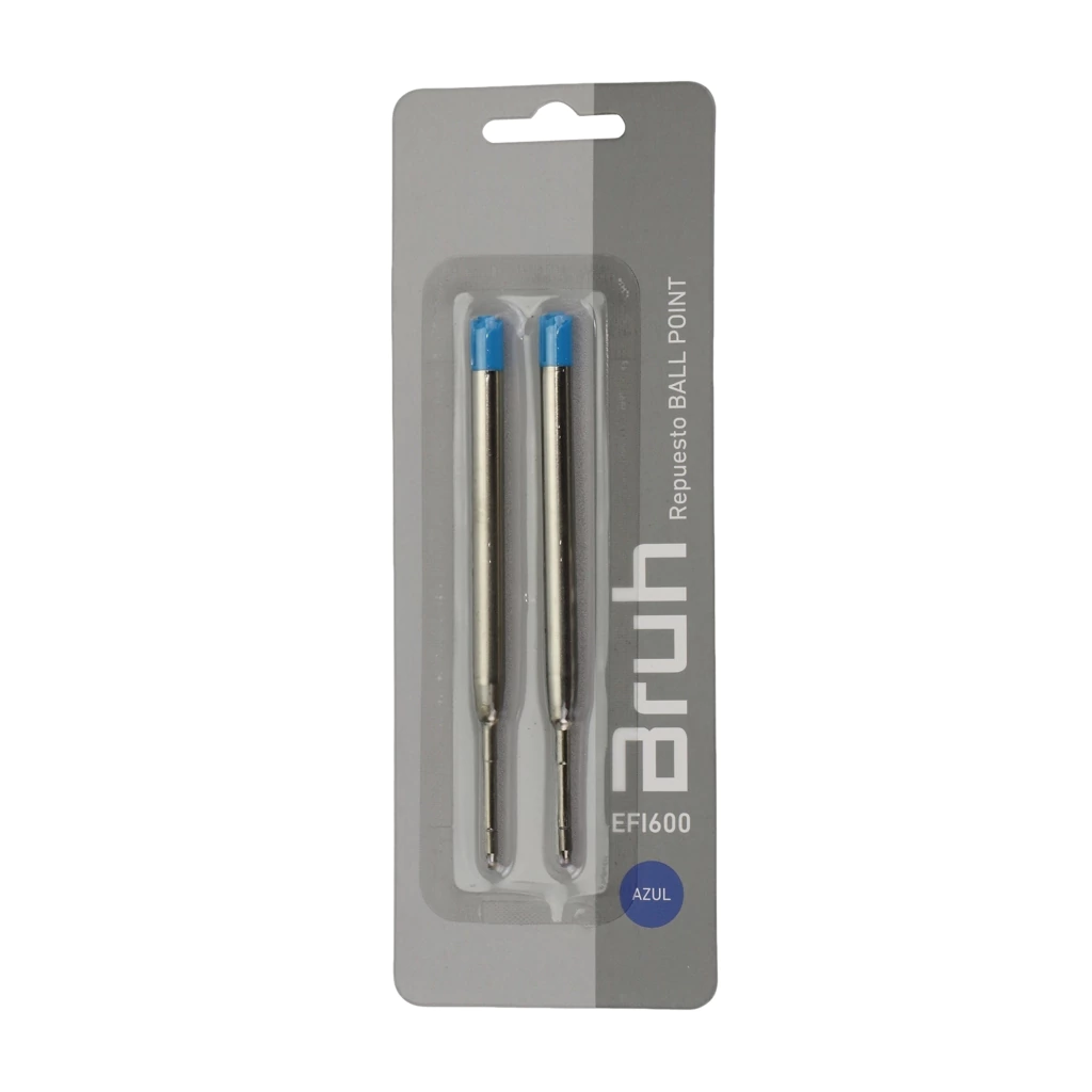 Repuesto de Lapiceras - BRUH x 2 UNIDADES - Azul Tipo Parker (Para Boligrafo Retractil)
