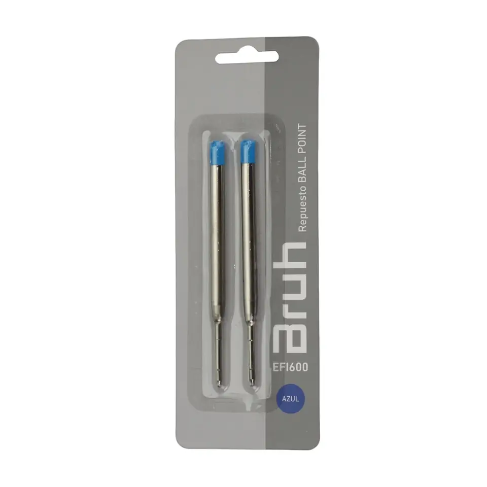 Repuesto de Lapiceras - BRUH x 2 UNIDADES - Azul Tipo Parker (Para Boligrafo Retractil)