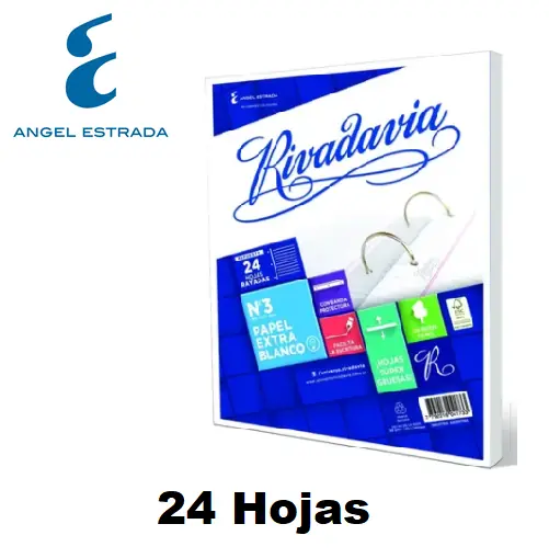 Repuesto Escolar Rivadavia x .24 hojas C/ MARGEN REFORZADO