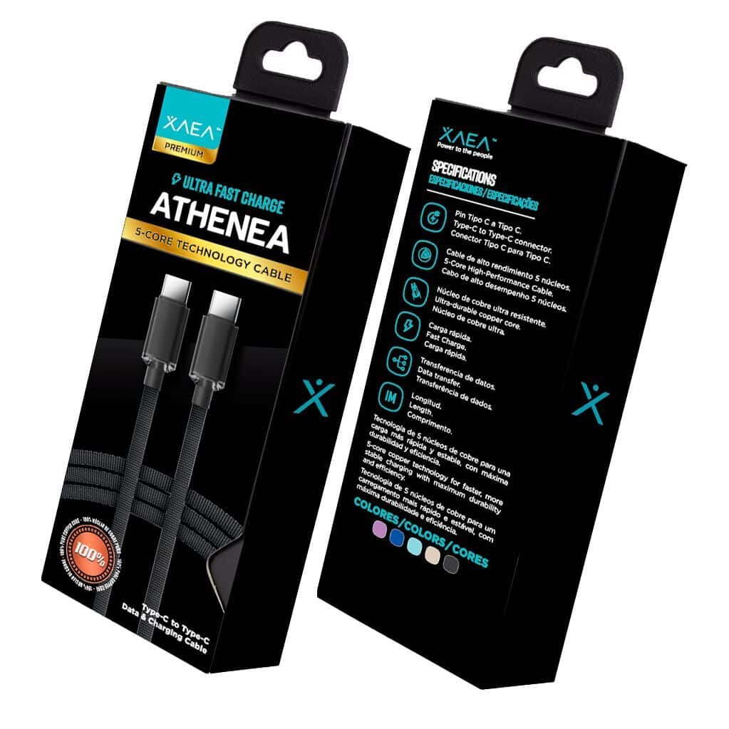 Cable XAEA ATHENEA Tipo " C " a Tipo " C " Carga Ultra Rapida Reforzado