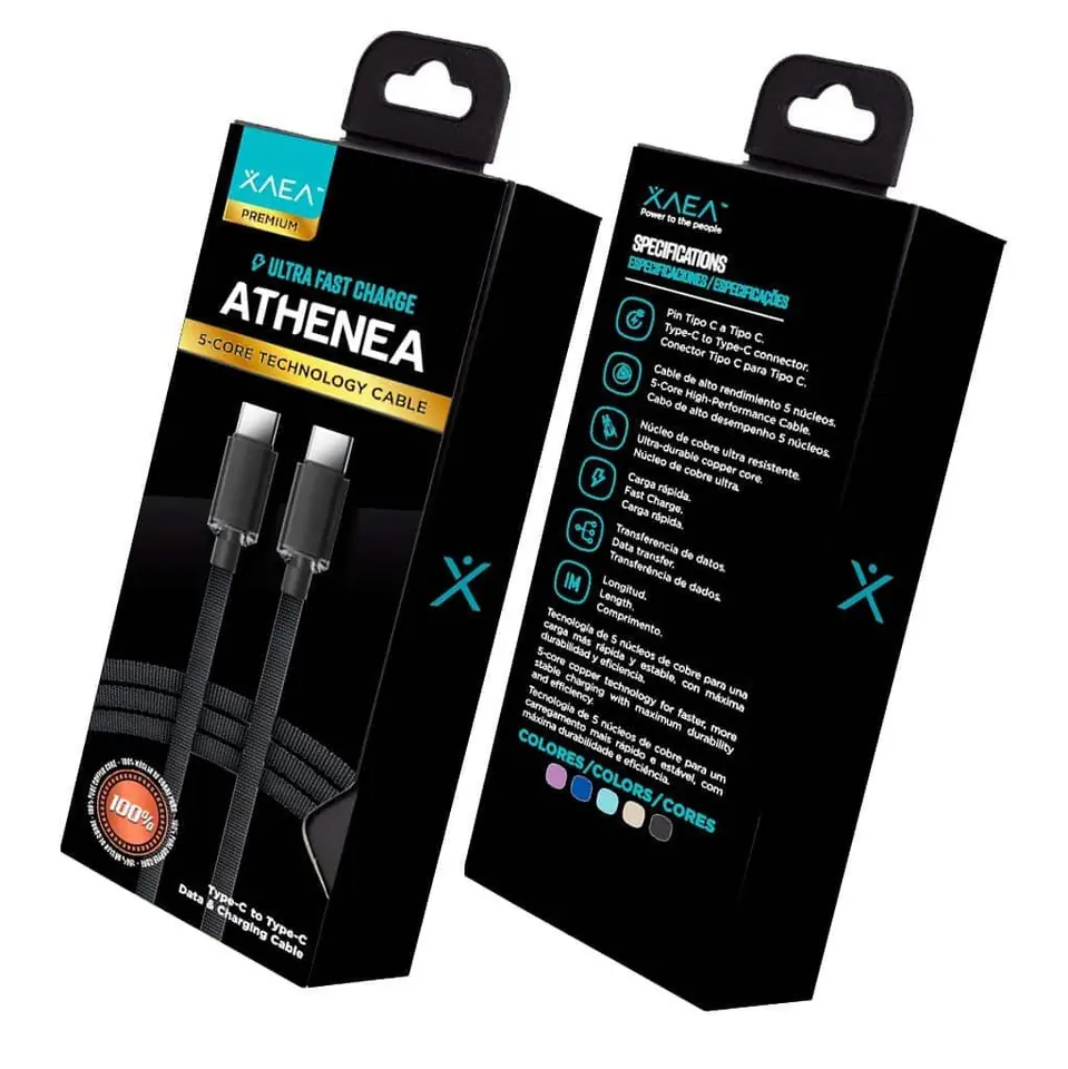 Cable XAEA ATHENEA Tipo " C " a Tipo " C " Carga Ultra Rapida Reforzado