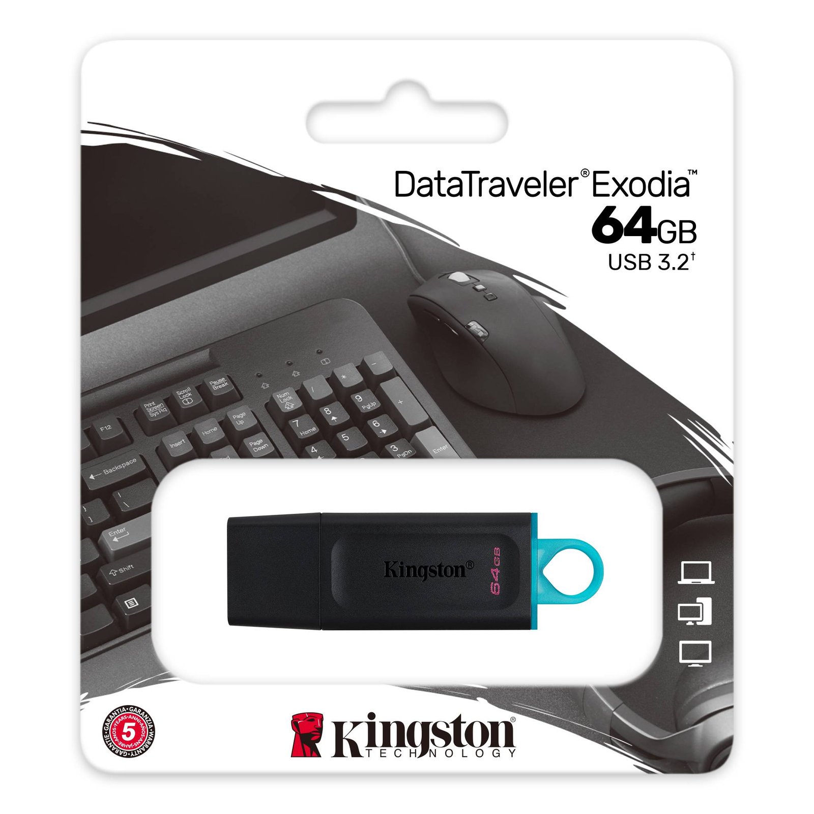 Pendrive Kingston "EXODIA" 64 GB 3.2 (Alta Velocidad)