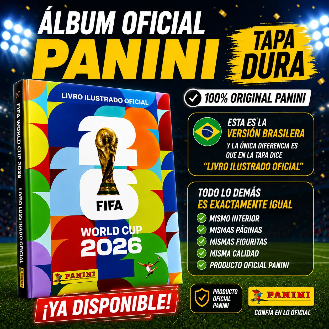 ALBUM OFICIAL PANINI MUNDIAL 2026 FIFA PANINI / / - TAPA DURA - / /  ORIGINAL (LEER DESCRIPCION)
