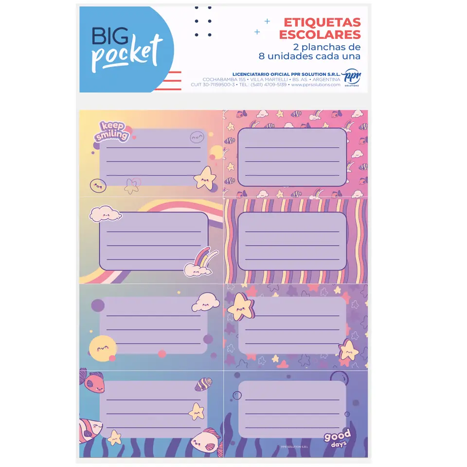 ROTULOS ESCOLARES PPR * CUTE * ETIQUETAS X 16 UNIDADES