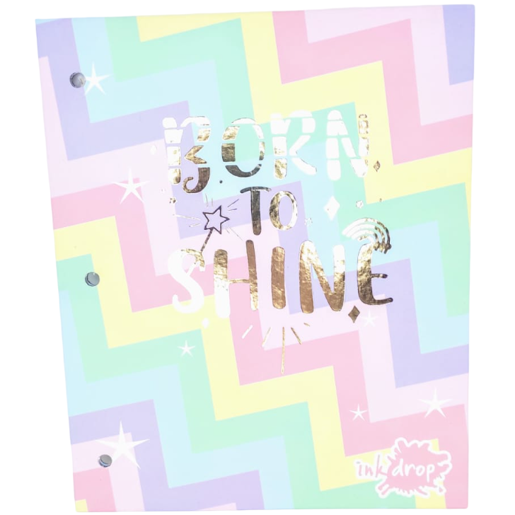 Tapa de Carpeta Escolar N3 " BORN TO SHINE (PASTEL) "