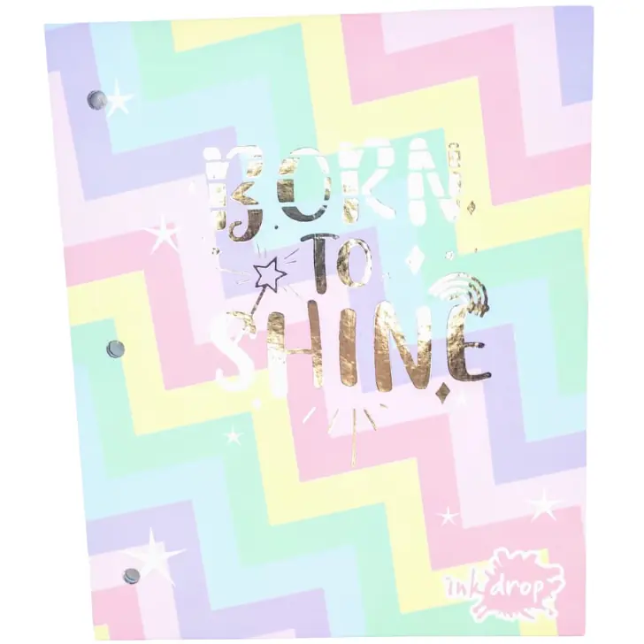 Tapa de Carpeta Escolar N3 " BORN TO SHINE (PASTEL) "