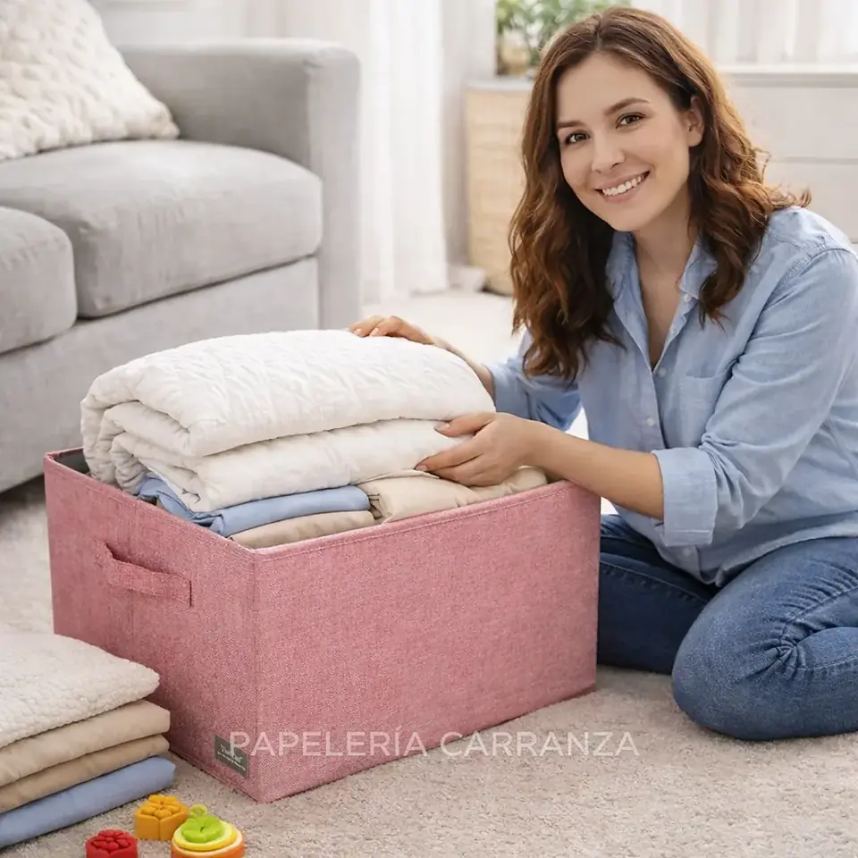 Caja Rigida Plegable - Fucsia - Organizadora  con Tapa Extra Grande (Color Exacto en la Ultima Foto)