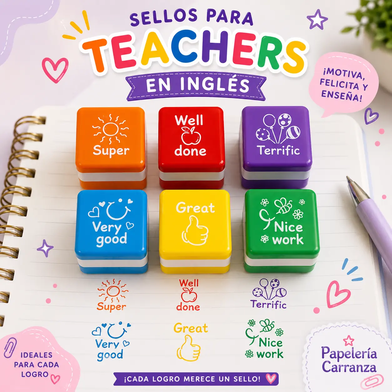 Sellos para Maestras " Calificaciones EN INGLES" x unidad