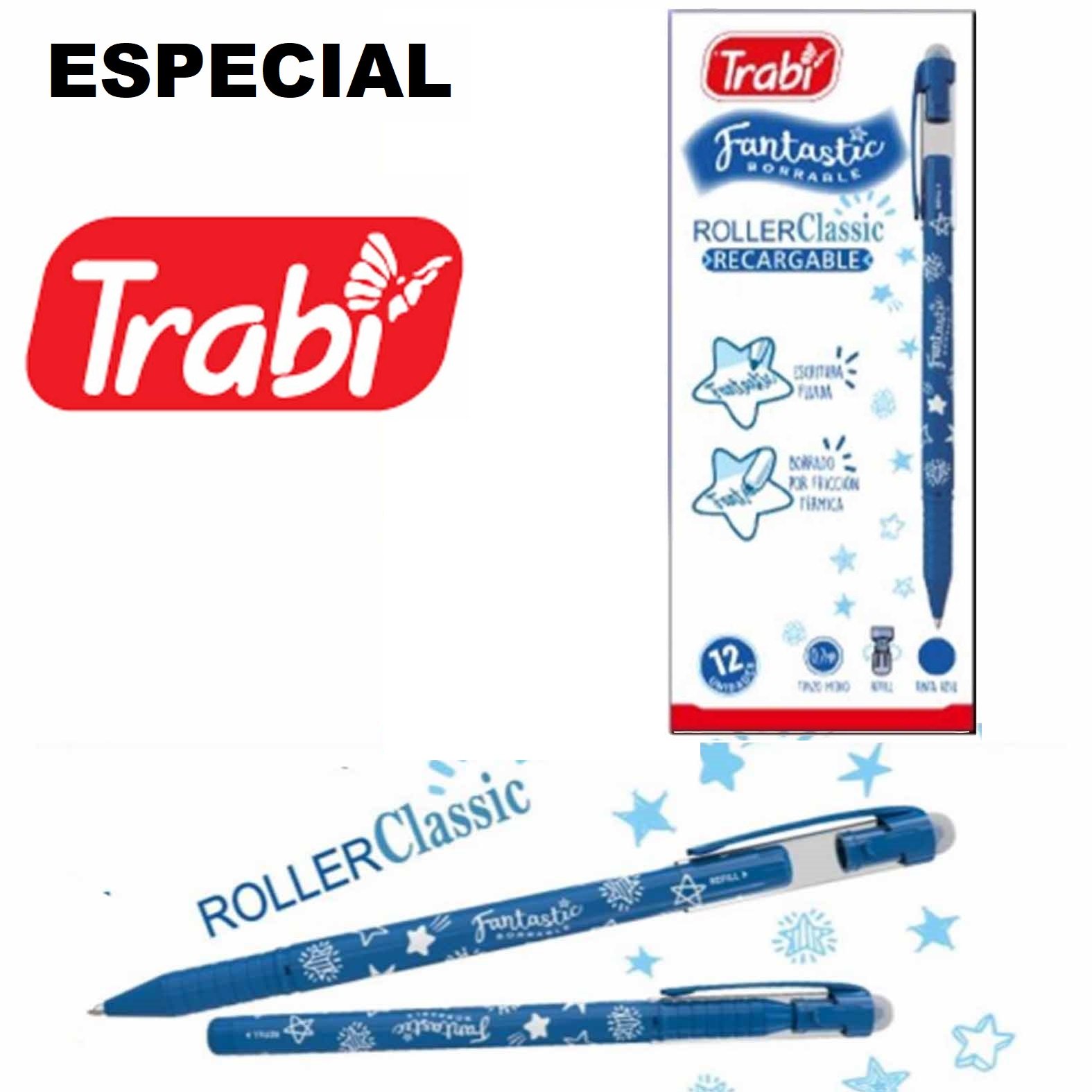 LAPICERAS BORRABLES TRABI " FANTASTIC CLASICA " TINTA AZUL (c/ Repuesto Especial)