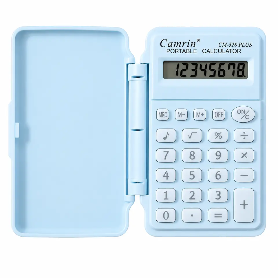 Calculadora CAMRIN CELESTE - De Bolsillo CON TAPA